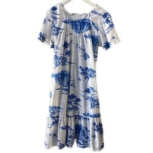 New Horizon Hawaiian Midi Dress XL Cotton Map USA